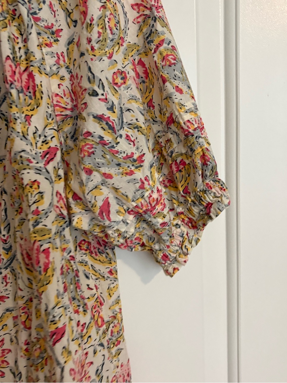 dylan Cream Floral Button-Front Blouse with Pink & Yellow Accents - Picture 3 of 5